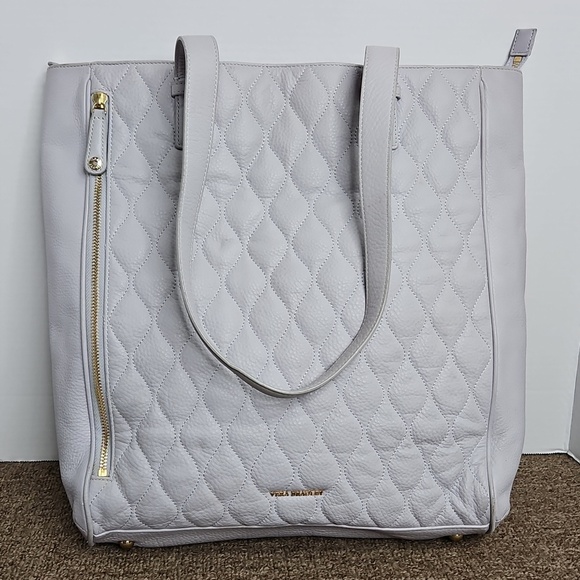 Vera Bradley Handbags - Vera Bradley Light Lavender Leather Leah Large Quilted Tote 15" x 13"